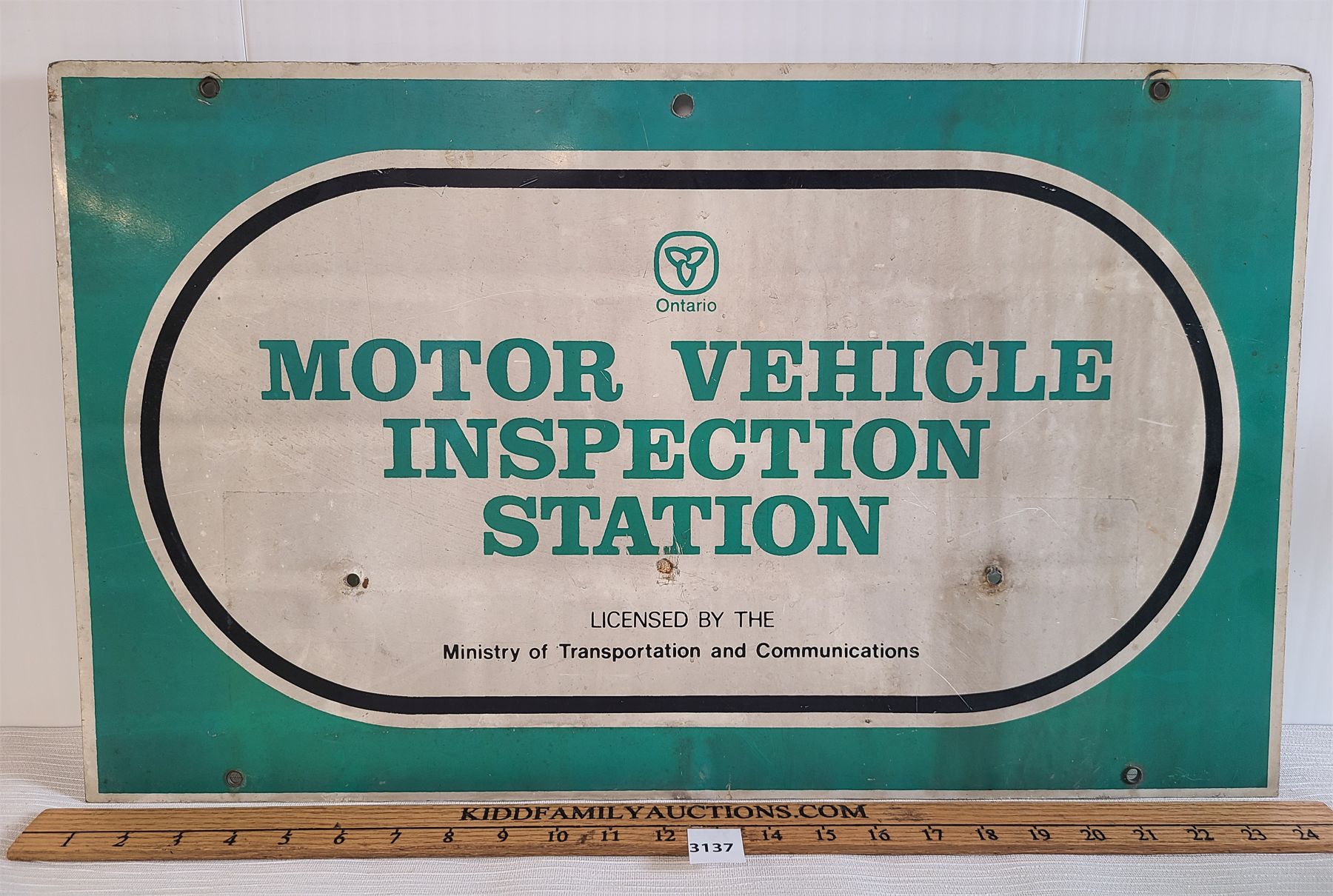 ONTARIO MOTOR VEHICLE INSPECTION STATION SIGN