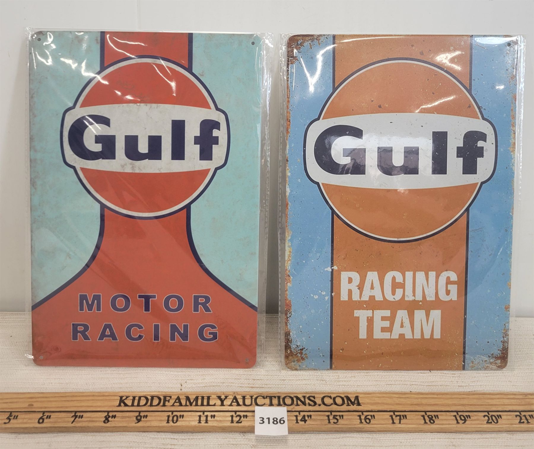 LOT OF 2 - GULF RACING TIN SIGNS