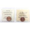 Image 2 : 1-cent 1985 Pointed 5 MS64 and 1920 MS63 Small Planchet Flaw ICCS Red. 2pcs.