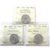 Image 1 : 25-cent 2013 Secord Colour Planchet Flaw, Secord Colour & Secord All ICCS MS66. 3pcs.