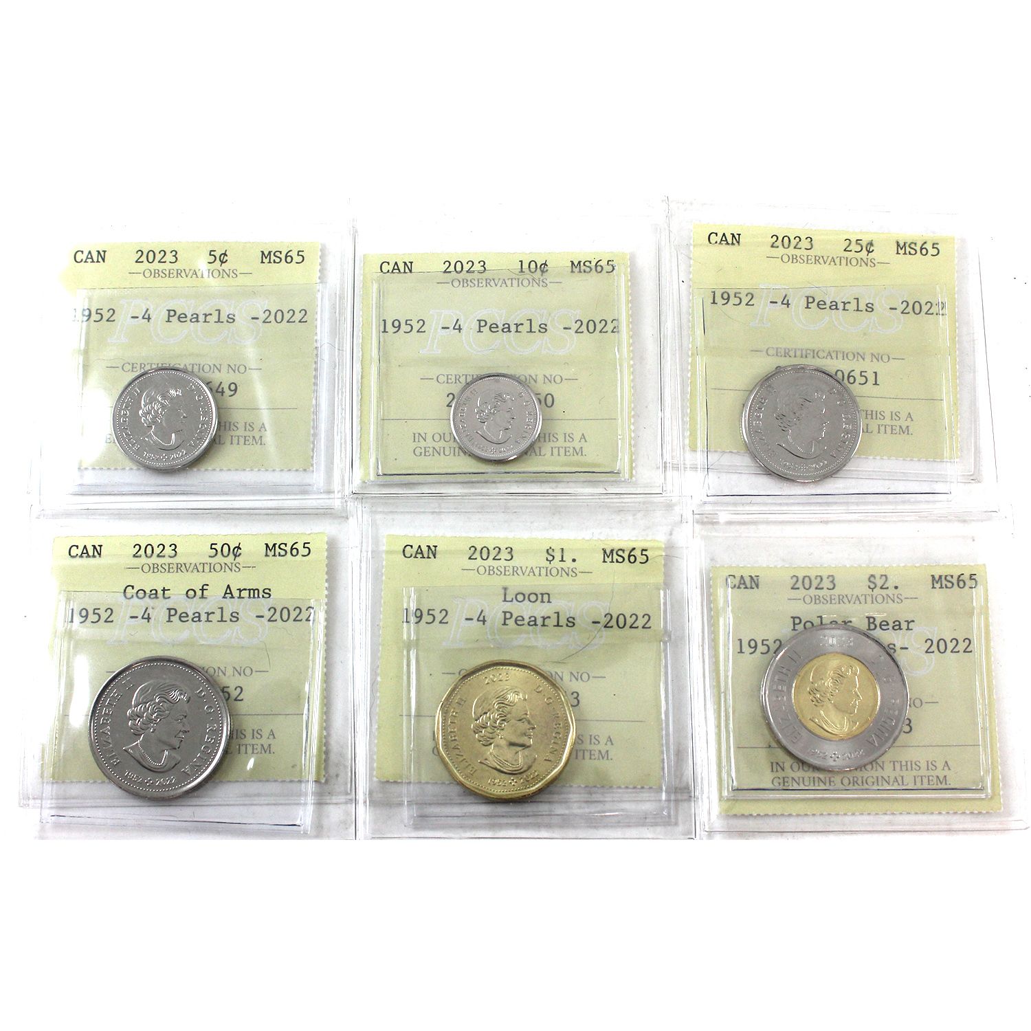 5-cent to $2 2023 All (1952-2022) 4 Pearls PCCS (Professional Coin ...