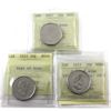 Image 1 : 50-cent 2021 & 2022 Coat of Arms & 2023 Coat of Arms (1952-2022) 4 Pearls All PCCS MS66. 3pcs.