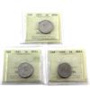 Image 1 : 5-cent 1977 High 7, 1981 & 1986 PCCS (Professional Coin Certification System) MS64. 3pcs