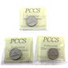 Image 2 : 5-cent 1977 High 7, 1981 & 1986 PCCS (Professional Coin Certification System) MS64. 3pcs