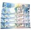 Image 1 : 4x BC-67a-N1-iii 2006 $5 UNC or Better Matching 3-Digit RADAR. 4pcs.