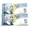 Image 2 : RADAR'S 2x BC-67b-i 2006 $5 UNC or Better Jenkins-Carney Matching 3-Digit RADAR. 2pcs.