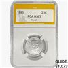Image 1 : 1883 Kingdom of Hawaii Quarter PGA MS65