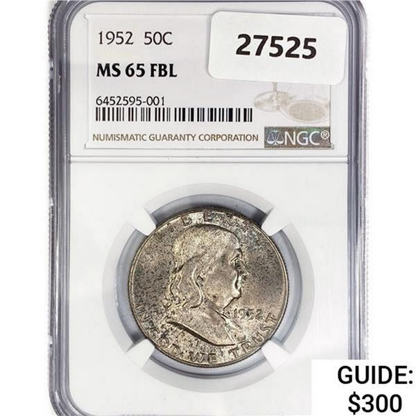 1952 Franklin Half Dollar NGC MS65 FBL