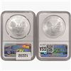 Image 2 : [2] 1995 & 2012 Silver Eagle NGC MS69/70