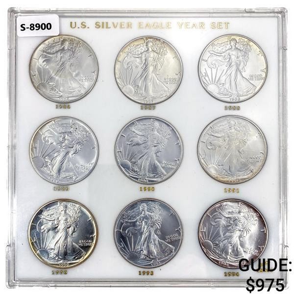 1986-1994 US Silver Eagle Year Set [9 Coins]