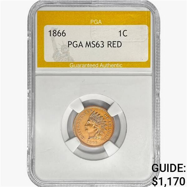 1866 Indian Head Cent PGA MS63 RED