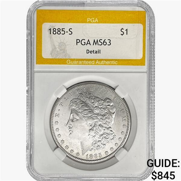 1885-S Morgan Silver Dollar PGA MS63 Detail