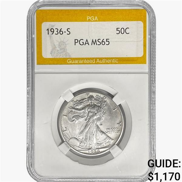 1936-S Walking Liberty Half Dollar PGA MS65