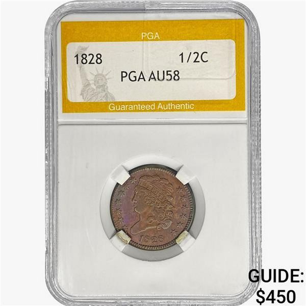 1828 Classic Head Half Cent PGA AU58