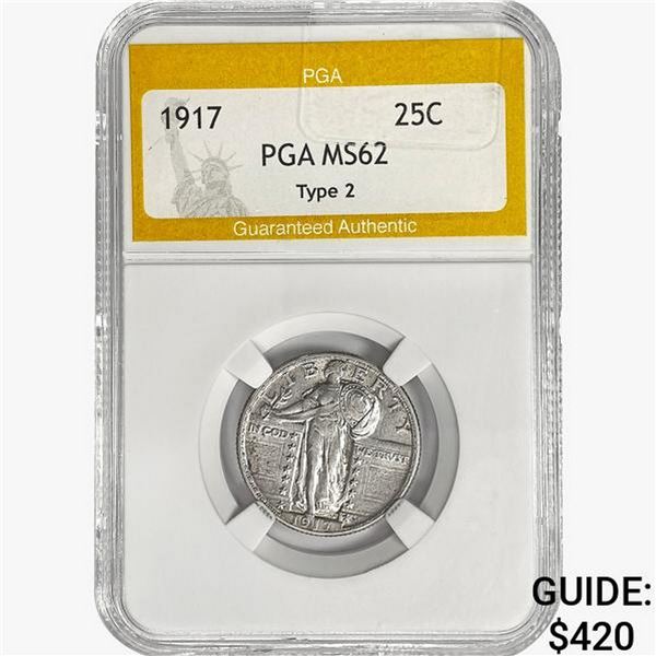 1917 Standing Liberty Quarter PGA MS62 Type 2