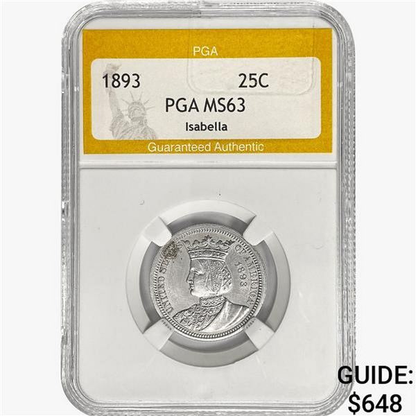 1893 Isabella Silver Quarter PGA MS63