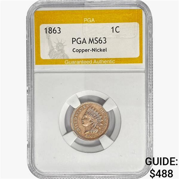 1863 Indian Head Cent PGA MS63 Copper-Nickel