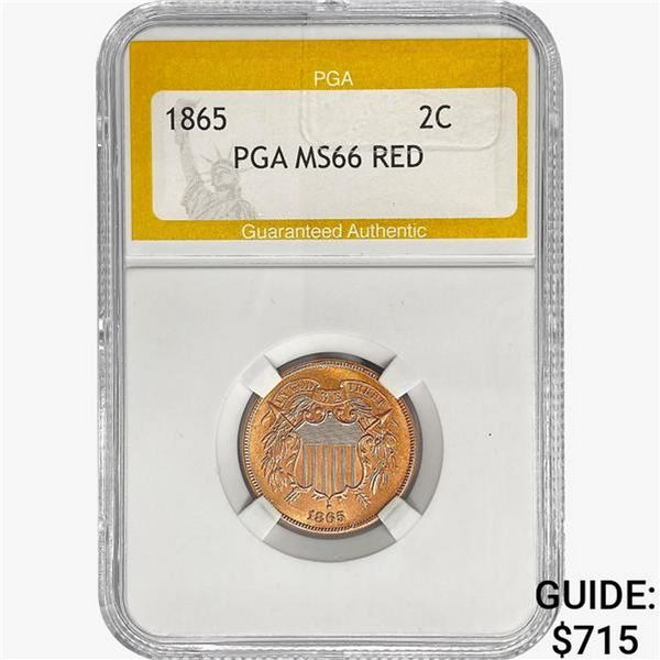 1865 Two Cent Piece PGA MS66 RED