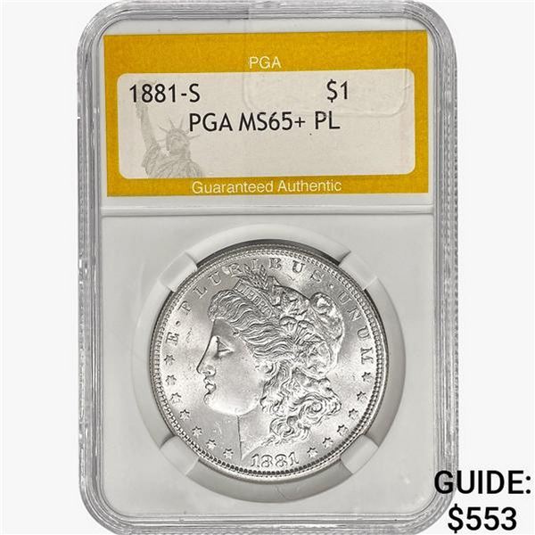1881-S Morgan Silver Dollar PGA MS65+ PL