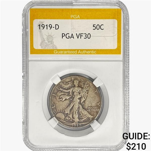 1919-D Walking Liberty Quarter PGA VF30