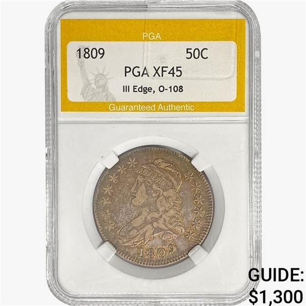 1809 Capped Bust Half Dollar PGA XF45 III Edge, O-