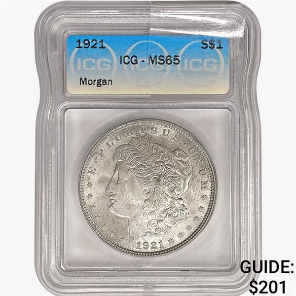 1921 Morgan Silver Dollar ICG MS65