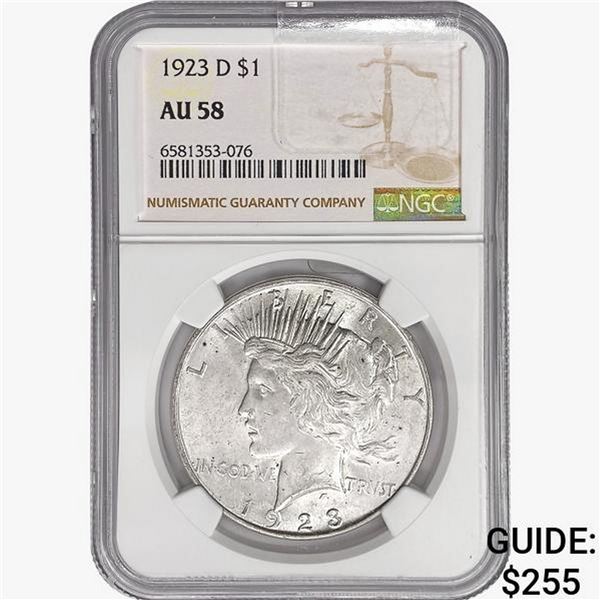 1923-D Silver Peace Dollar NGC AU58