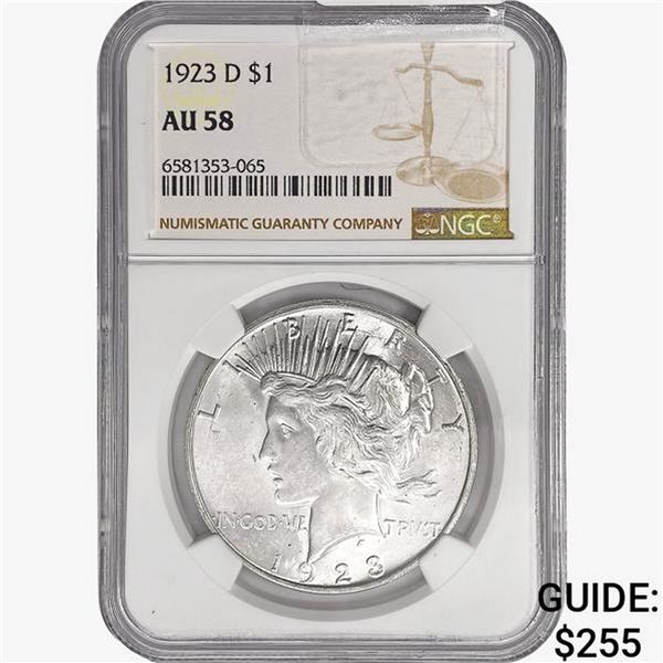 1923-D Silver Peace Dollar NGC AU58