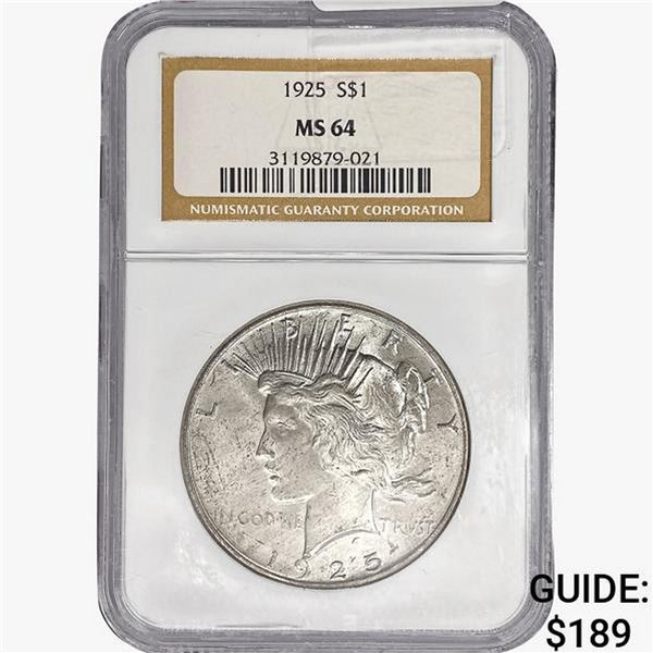 1925 Silver Peace Dollar NGC MS64