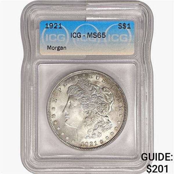 1921 Morgan Silver Dollar ICG MS65