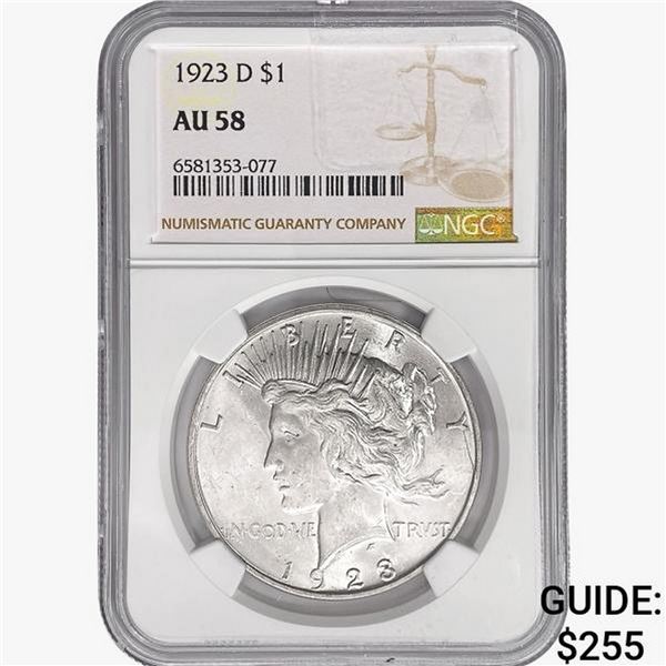 1923-D Silver Peace Dollar NGC AU58