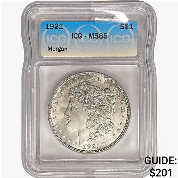 1921 Morgan Silver Dollar ICG MS65