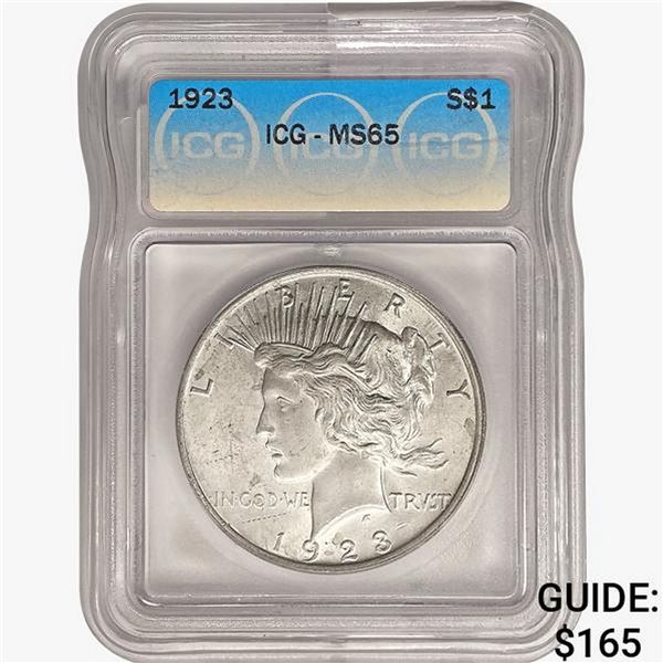 1923 Silver Peace Dollar ICG MS65