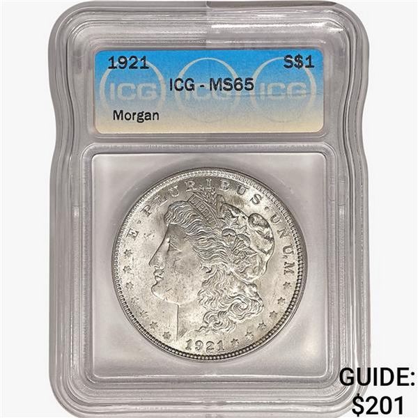 1921 Morgan Silver Dollar ICG MS65