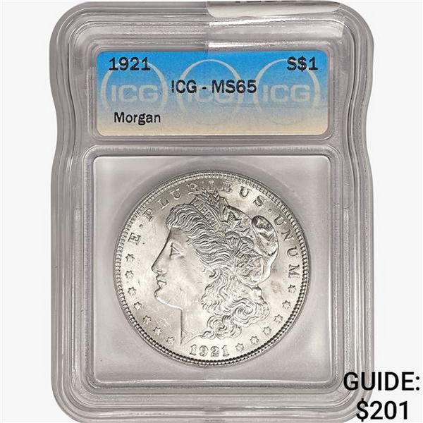 1921 Morgan Silver Dollar ICG MS65