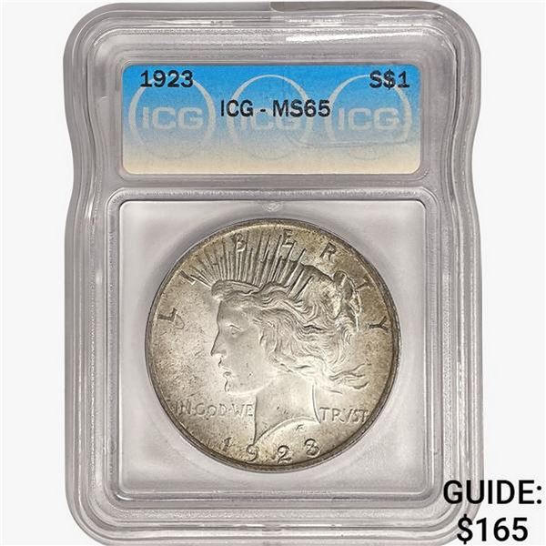 1923 Silver Peace Dollar ICG MS65