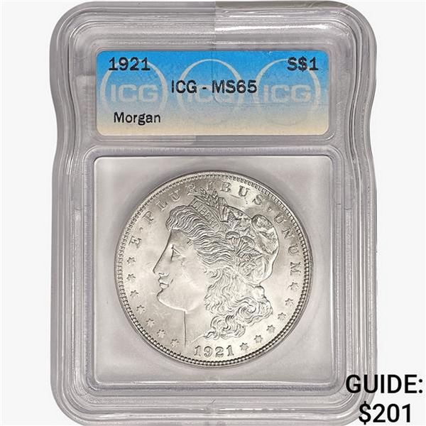1921 Morgan Silver Dollar ICG MS65
