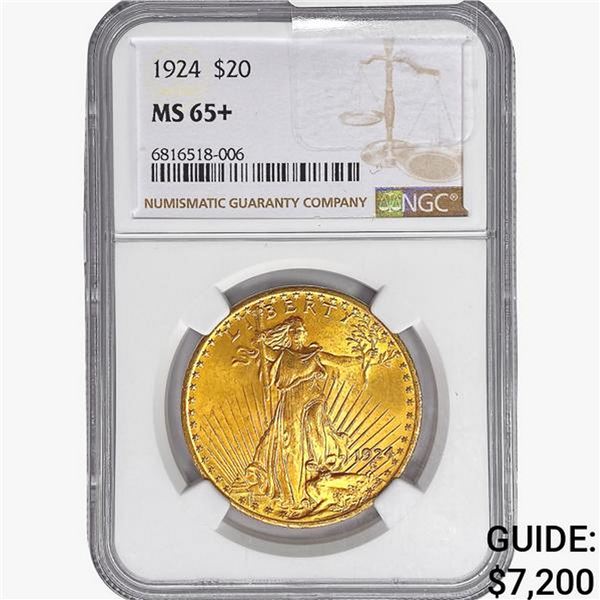 1924 $20 Gold Double Eagle NGC MS65+