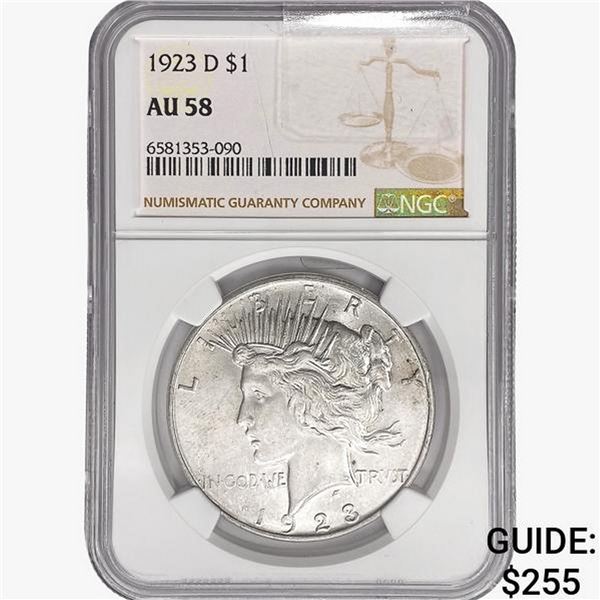 1923-D Silver Peace Dollar NGC AU58