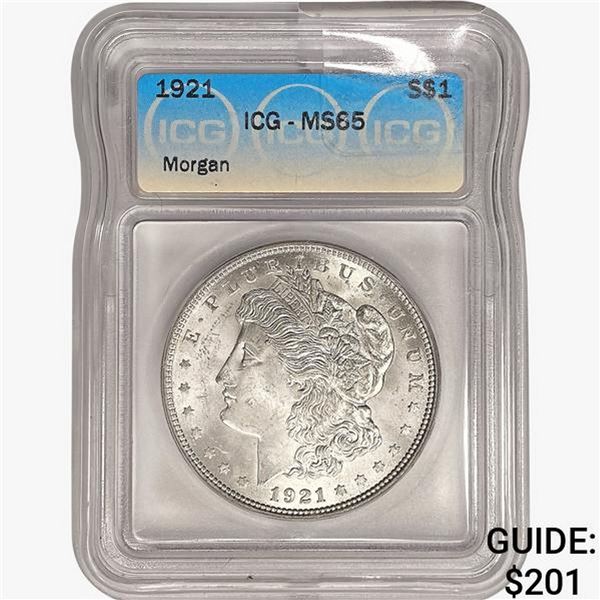 1921 Morgan Silver Dollar ICG MS65