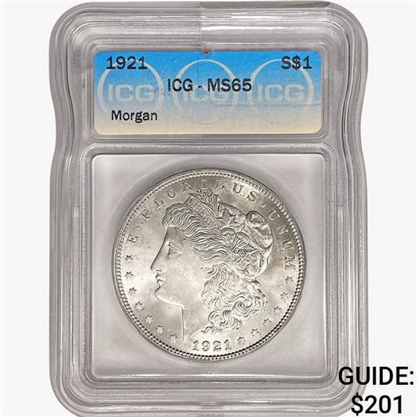 1921 Morgan Silver Dollar ICG MS65