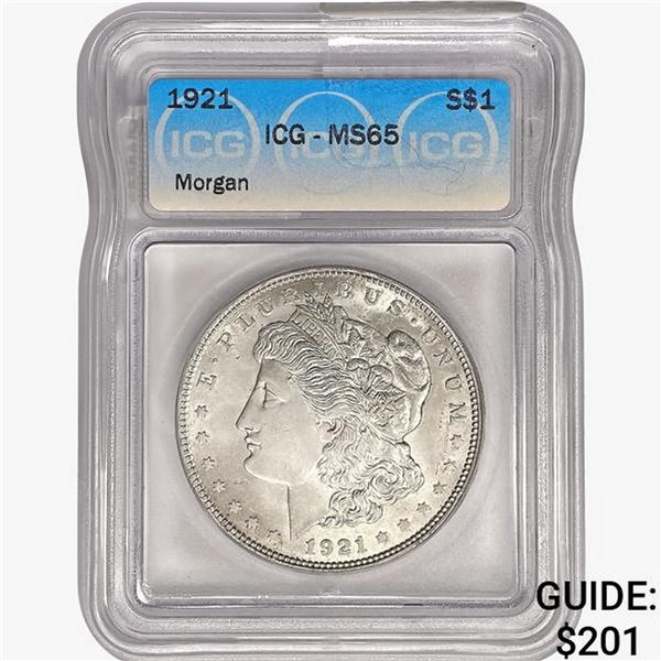 1921 Morgan Silver Dollar ICG MS65