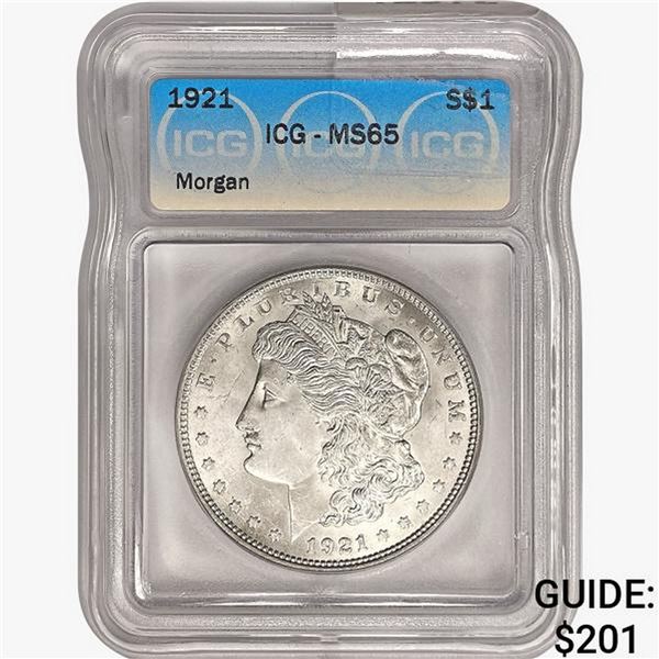 1921 Morgan Silver Dollar ICG MS65
