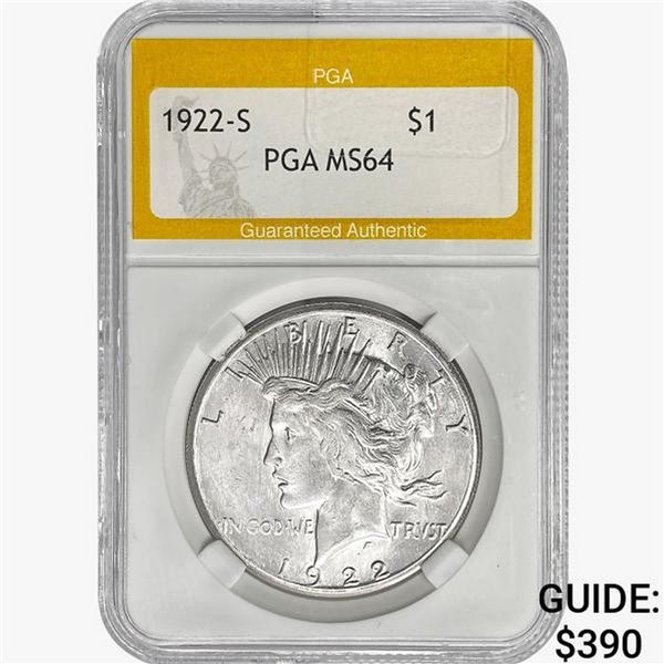 1922-S Silver Peace Dollar PGA MS64