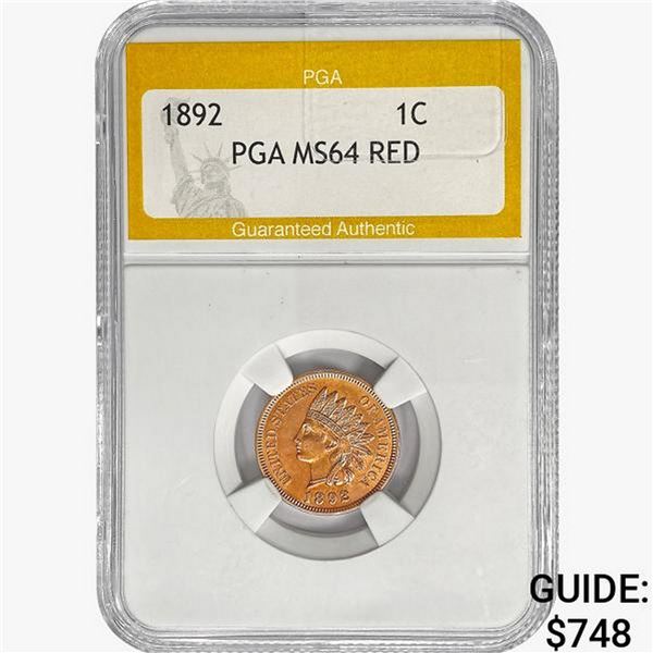 1892 Indian Head Cent PGA MS64 RED