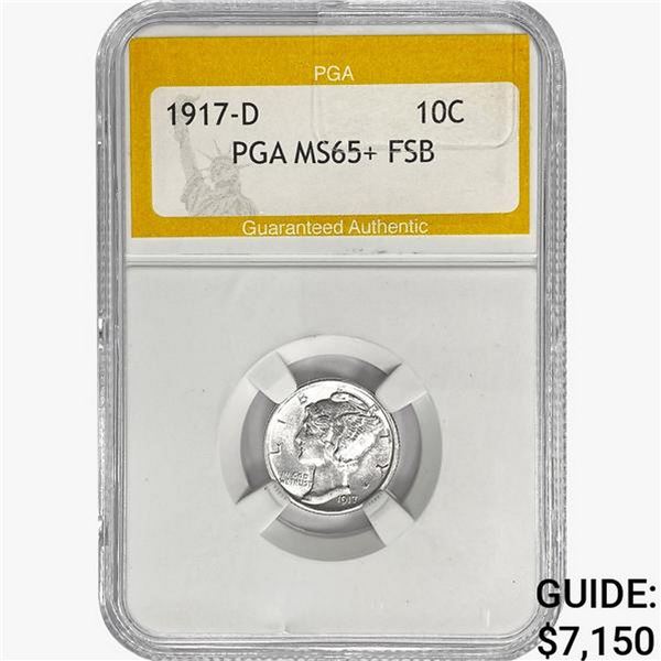 1917-D Mercury Silver Dime PGA MS65+ FSB