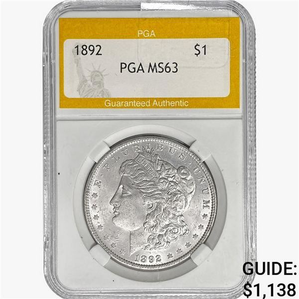 1892 Morgan Silver Dollar PGA MS63