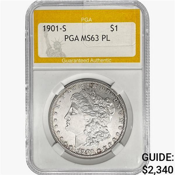 1901-S Morgan Silver Dollar PGA MS63 PL