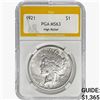 1921 Silver Peace Dollar PGA MS63 High Relief
