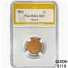 Image 1 : 1865 Indian Head Cent PGA MS63 RED Fancy 5